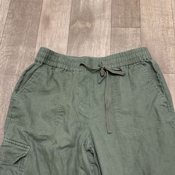 Womens Talbots 100% Linen Cargo Lightweight Capri Crop Drawstring Pants - Picture 3 of 8